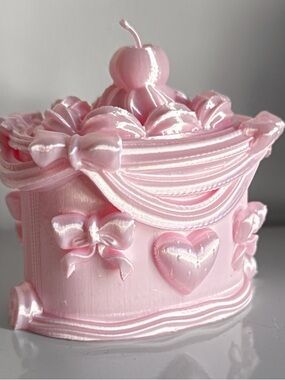 Source Unknown Pink Decorative Jewelry Box with Bows and Heart